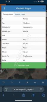 Tek Tapu Manisa Köprübaşı Karacaibrahim Mahallesi Satılık Tarla