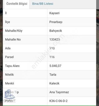Granit Gayrimenkulden Kayseri Pınarbaşından Acil Satılık