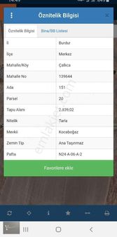 Burdur Merkez Çallıca Yatırımlık Satılık Tarla