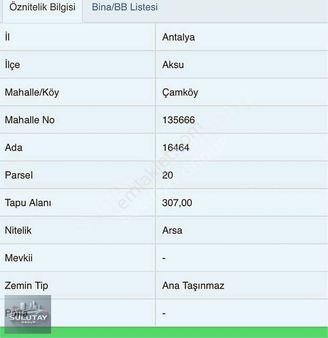 Aksu Çam Köyde Villa İmarlı Satılık Arsa