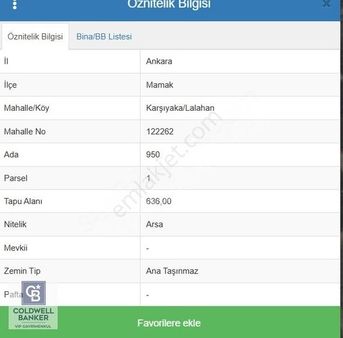 Mamak Lalahan/karşıyaka'da 636 M2 Konut İmarlı Arsa