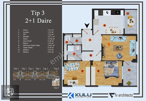 3 Aya Teslim 2 Adet 2+1 Dairemiz Satışa Sunulmuştur
