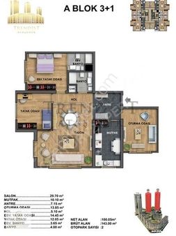 Ataşehir Trendist Yüksek Kat Özel Dekorasyonlu 3+1 Satılık Daire