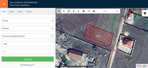 Elazığ Akçakirazda Satılık Köşe Parsel Arsa