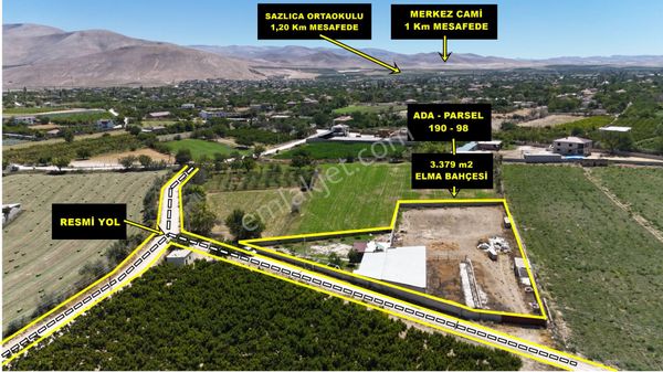 E.gökal Sazlıca Yola Cephe 3.379 M2 Elma Bahçesi Ahır Ruhsatlı !