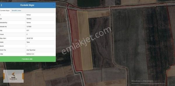 Mb Deniz Gayrimenkülden Konya Karatay/yarma Köyü Satılık Tarka