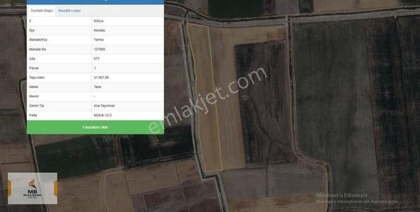 Mb Deniz Gayrimenkülden Konya Karatay/yarma Köyü Satılık Tarka