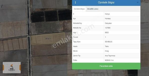 Karatay Sakyatan Da Satılık Tarla