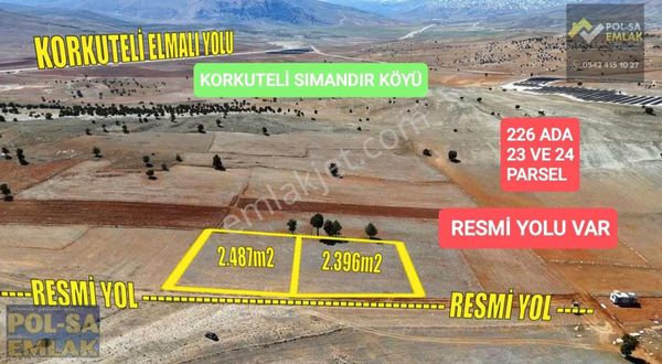 Korkuteli Sımandır Köyü Satılık 2 Adet Tarla