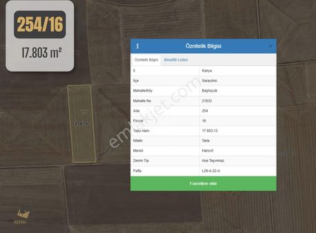 Altıncaba'dan Başhüyük Deliktaş'ta 5 Parça 91.903 M² Tarla