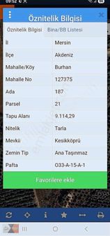 Mersin Burhan Köyü Şeftali Ağaçları Var Tek Tapu Hissesiz 4.557