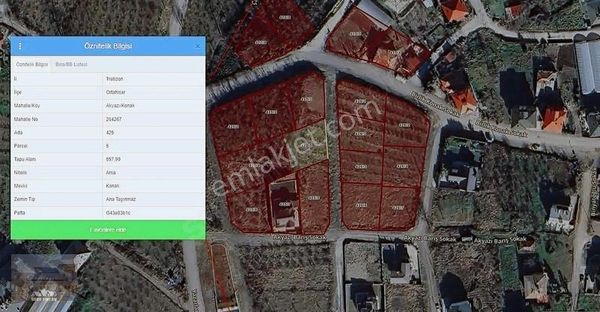 Ortahisar-akyazı Mah.'de Satılık 557m2 Villa İmarlı Arsa