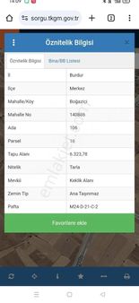 Burdur Boğaziçi Köyü Fetiye Yolunda Göl Manzaralı Satılık Tarla