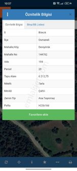 Osmaneli Dereyoruk Acil Satılık 6512 Mk Yollu Mükemmel Bir Tarla Yatırımın Gözdesi