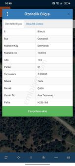 Osmaneli Dereyoruk Köyü Satılık Tarla Asfalt Cepheli Köye Yakın Çiftlik İçin İdeal