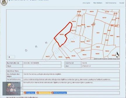 Ayvacık Kösederede Denize Sıfır 270 M2 Hisse