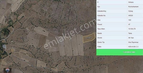 Ankara Kızılcahamam Üçbaş'da Ana Yola Yakın 13534 M² Tarla