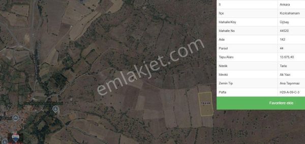 Ankara Kızılcahamam Üçbaş'da Ana Yola Yakın 13675m² Tarla