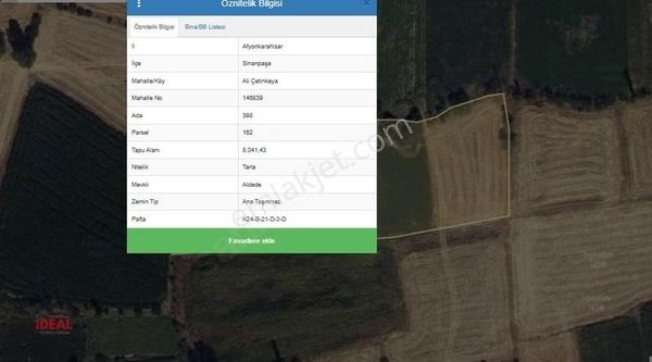 İdeal'den Sinanpaşa Ali Çetinkaya Hastane Yakını Satılık Tarla