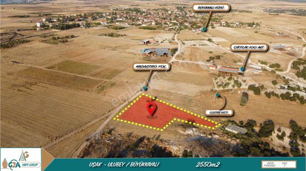 Uşak Ulubey Büyükkayalıda 2.550 M² Yapılaşmaya 100 Mt.- Resmi Yola Cepheli