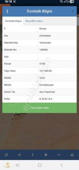 Konya Cihanbeyli Yeniceoba' Da Tollar Mevki Satılık Tarla