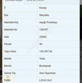Aşağı Pınarbaşı'da Yola Yakın Tarla Mete Mermer'den