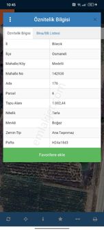 Osmaneli Medetli Köyü Satılık Tarla Acilll Asfaltb Cepheli 1002 Mk