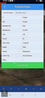 Yozgat Sorgun Dişli Köyünde Tek Tapu Satılık Verimli Tarla