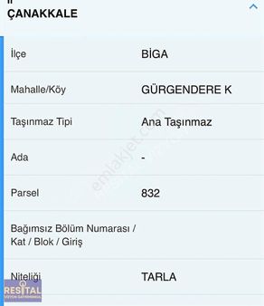 Resital Vizyondan Çanakkale Gürgendere 2530m2