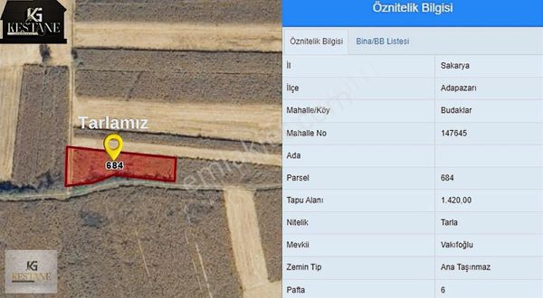 İmara 656m Mesafede| Yola 102m Cephe| Köşe Parsel