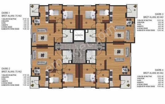 Aydın Emlak Bahçelievlerde 2+1 5. Kat