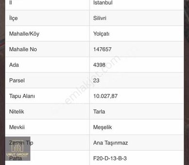 Satılık 500m2 Hisse