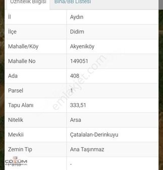 Didim Akyeniköy Çok Uygun Fiyata Satılık Arsa