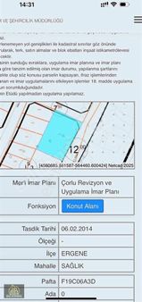 Tekirdağ Ergene Sağlık Mahallesinde 955 M2 Satılık Arsa