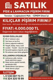🏢 Satılık – Pide & Lahmacun Pişirim Fırını📍 Toroslar / Çağdaşkent Mah.