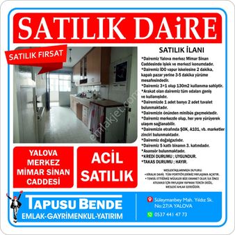 Yalova Merkez Mimar Sinan Caddesi 3+1 Satılık Daire