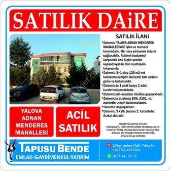 Adnan Menderes'de Fırsat 3+1 Satılık Daire Yetişen Alır