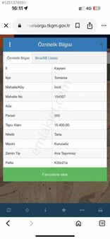 Kayseri Tomarza İncilide Satılık Tarla