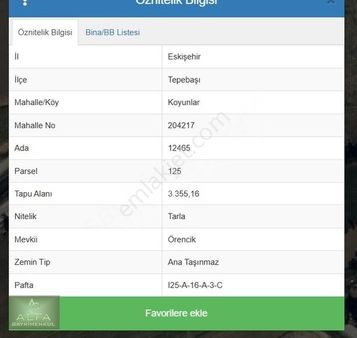 Muttalıp Koyunlar Mh. 3.5 Dönüm Satılık Tarla