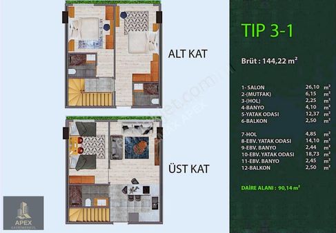 Kağıthanede Modern Dubleks Daire/دوبلکس سهخوابه مناسب شهروندی