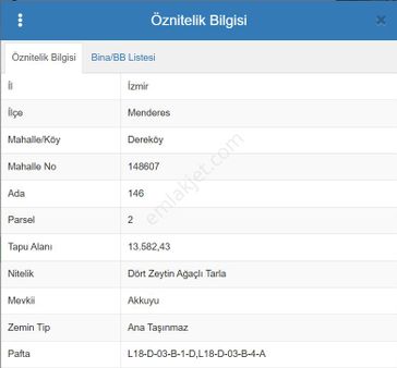 Menderes Dereköy'de Fırsat Satılık Tarla (içi Dolu)