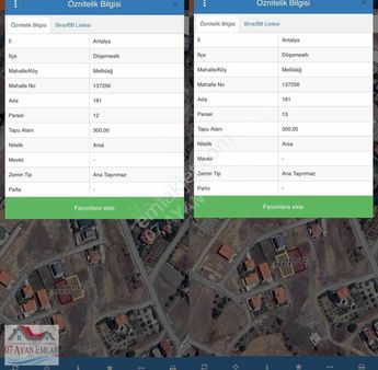 Döşemealtı Dağbelinde İmarlı Yanyana 2 Adet Satılık Arsa
