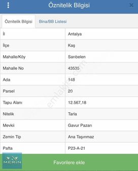 Kaş, Sarıbelen'de Yatırımlık Müstakil Tapu Satılık Tarla