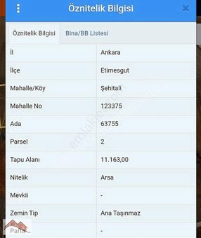 Satılık Arsa Etimesgut Mah