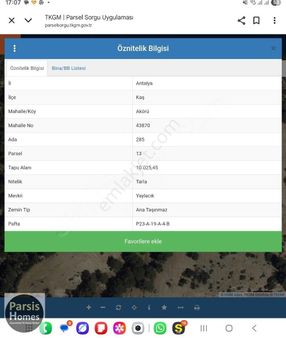 Antalya Kaş Akörü Mevkiinde Fırsat Tarla