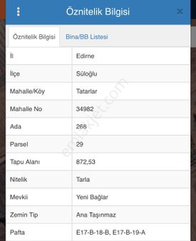 Tatarlar Yeni Bağlıkta Tek Tapu 872 M2