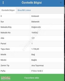 Kırklareli Babaeski Düğüncülü Köyünde Tek Tapu Tarla