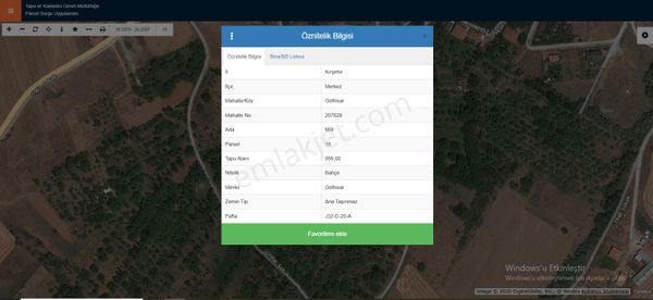 Global'den Gölhisar'da Elektrik - Su Mevcut 856 M2 Satılık Bahçe