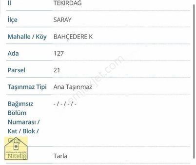 Tekirdağ Saray Bahçe Dere