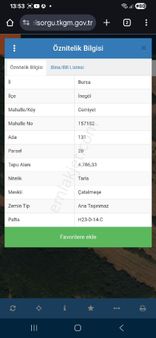 İnegöl Cemiyet Mah.satılık 4786m2 Tek Tapu Tarla